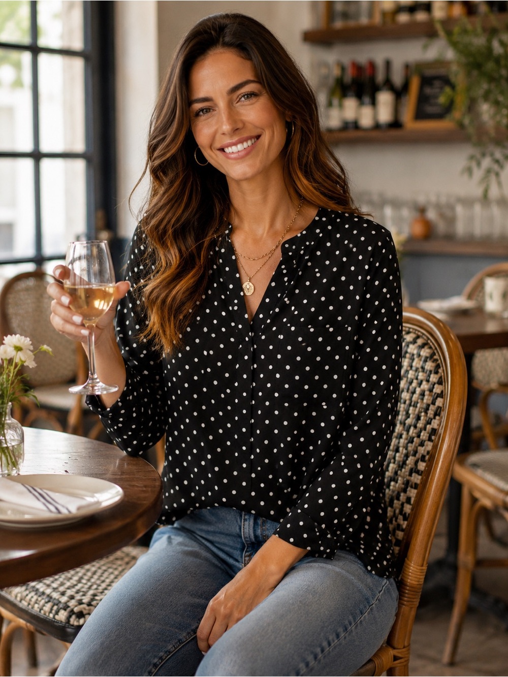 Estrna Jane Polka Dot Button Down